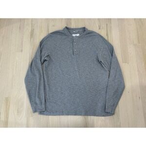 REIGNING CHAMP Gray Long Sleeve Henley Shirt Sz Large Cotton Made in Canada